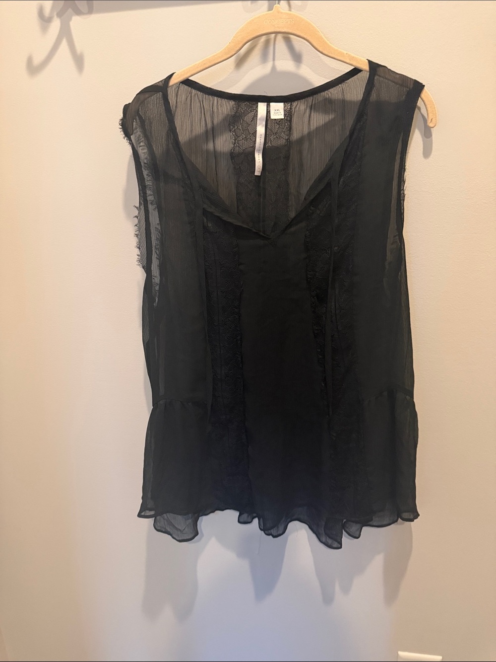 LC Lauren Conrad Sheer Black Lace-Trim Sleeveless Camisole